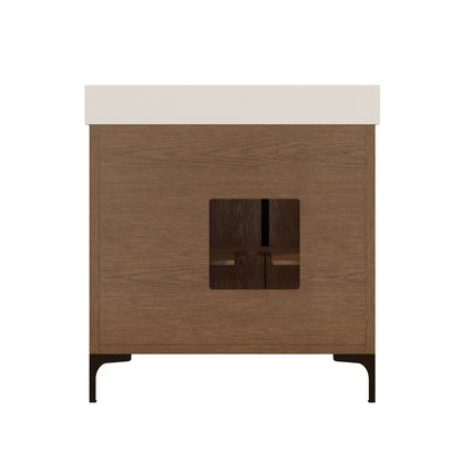 Thayer Single Sink Bathroom Vanity With Stealth Organizer, Solid Wood Bathroom Cabinet with Engineered Stone Countertop & Backspalsh, Soft Closing Door & Drawer, Pre-Assembled