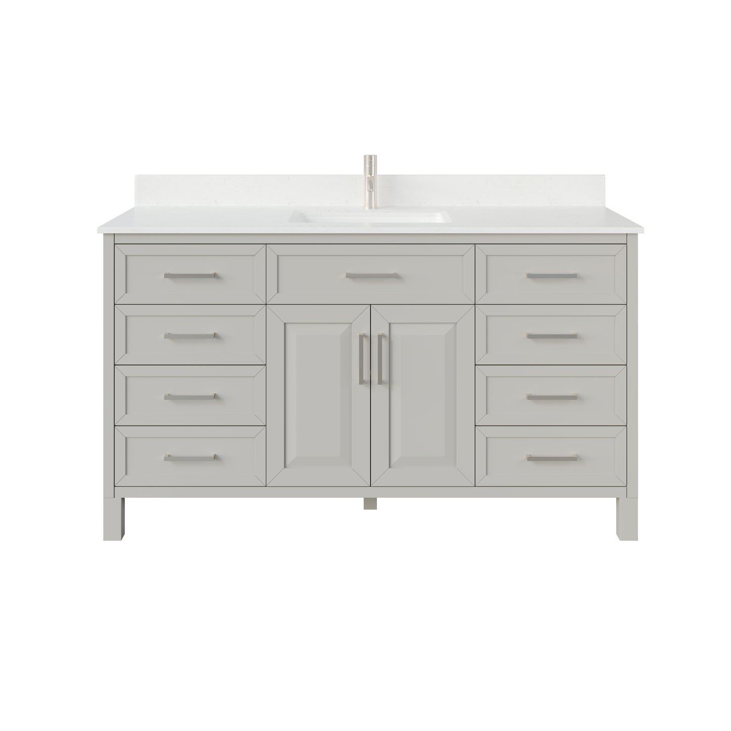 Terrence II Single Sink Bathroom Vanity With Stealth Organizer, Solid Wood Bathroom Cabinet with Engineered Stone Countertop & Backspalsh, Soft Closing Door & Drawer, Pre-Assembled