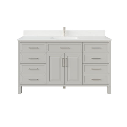 Terrence II Single Sink Bathroom Vanity With Stealth Organizer, Solid Wood Bathroom Cabinet with Engineered Stone Countertop & Backspalsh, Soft Closing Door & Drawer, Pre-Assembled