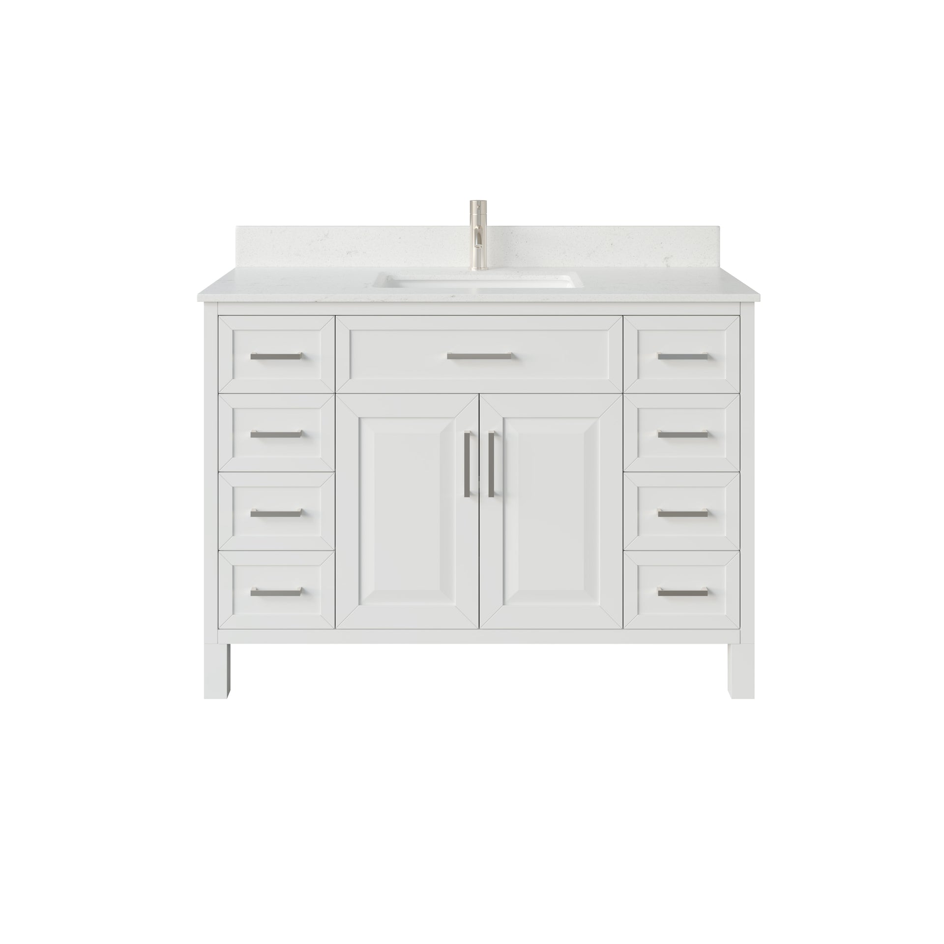 Terrence II Single Sink Bathroom Vanity With Stealth Organizer, Solid Wood Bathroom Cabinet with Engineered Stone Countertop & Backspalsh, Soft Closing Door & Drawer, Pre-Assembled