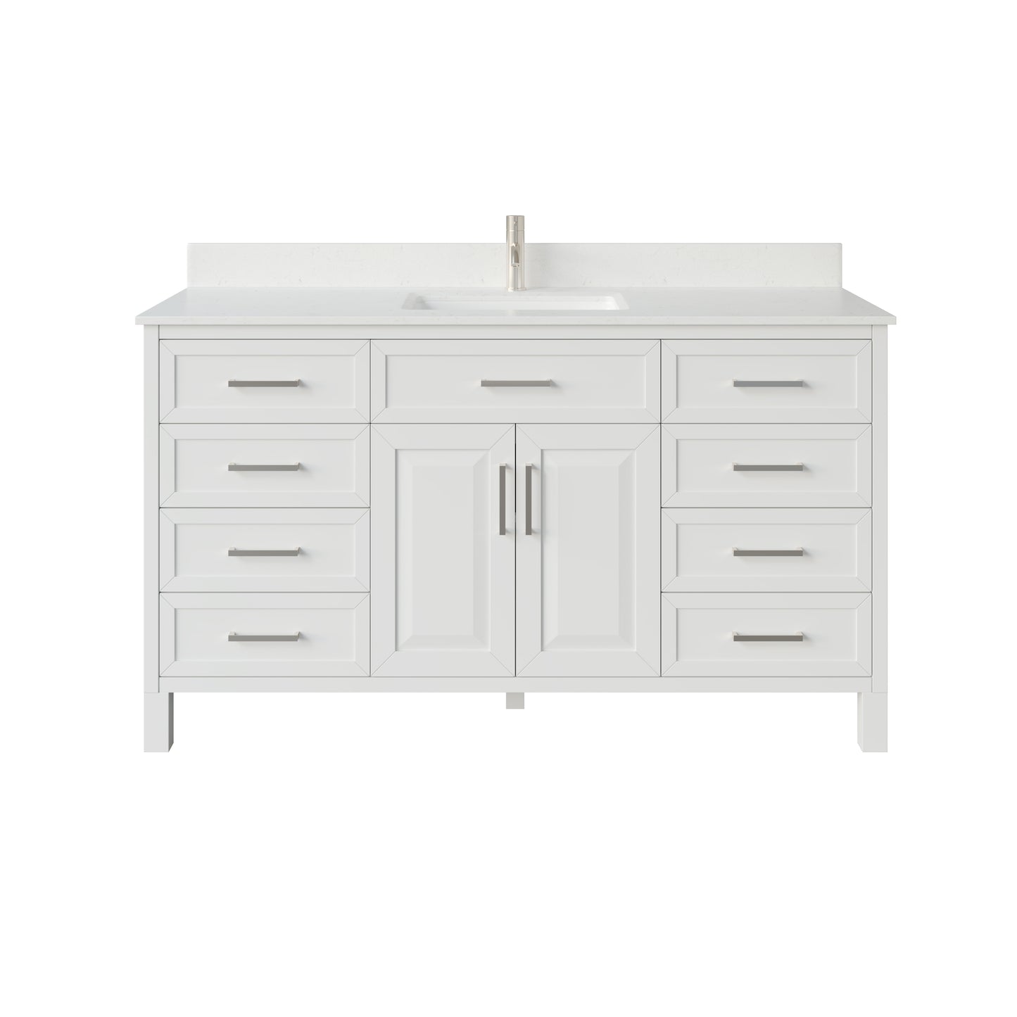 Terrence II Single Sink Bathroom Vanity With Stealth Organizer, Solid Wood Bathroom Cabinet with Engineered Stone Countertop & Backspalsh, Soft Closing Door & Drawer, Pre-Assembled