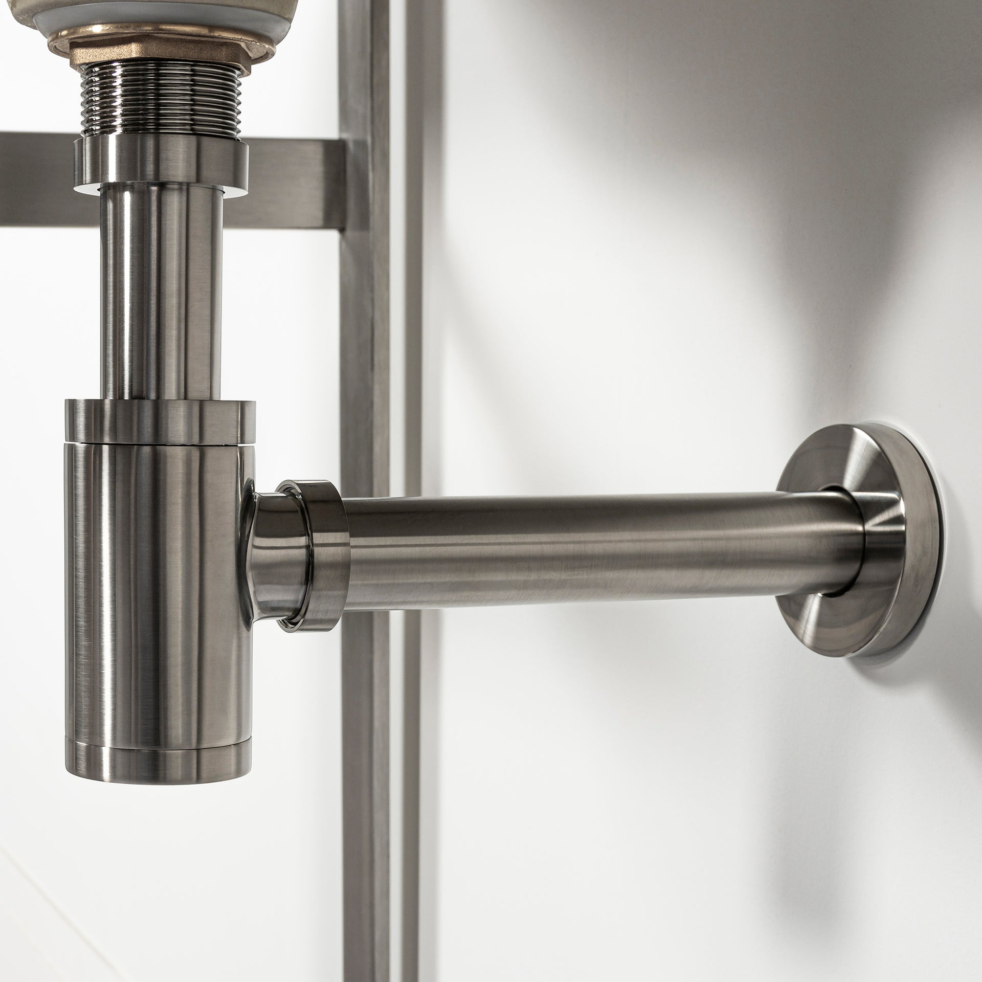 Kirk Brushed Steel P-Trap for Bathroom Sink