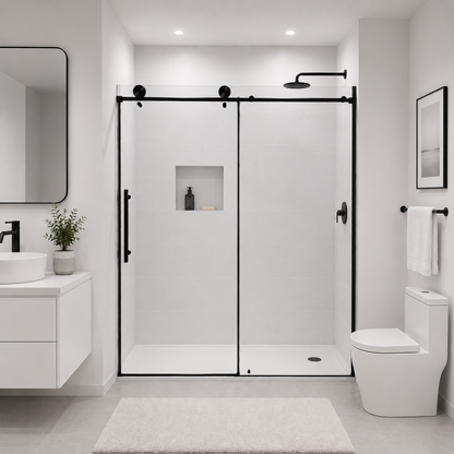 Rainhaven (W12-621) 60X76 Frameless Sliding Shower Door - 8mm Tempered Glass