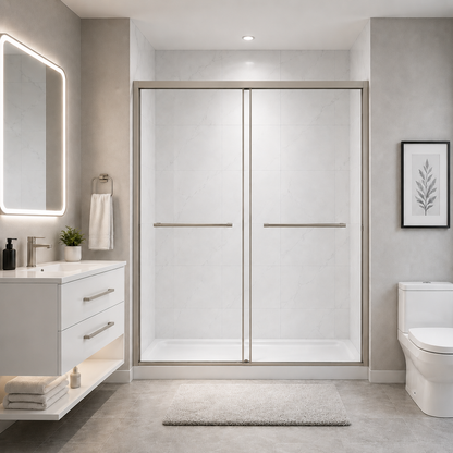 Cascade (NKB-622) 48X76 Framed Double Sliding Shower Door - 8mm Tempered Glass