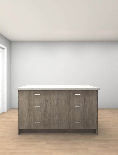Studio Kitchen 60" Kitchen Island with 6 Drawers, White Countertop & Shaker Style Design, Freestanding Kitchen Storage Island Cabinet, Available in Shaker White or Wood Grey