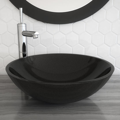 Obelisk Natural Stone Vessel Bathroom Sink – Luxury Round Granite Basin