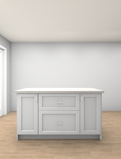 Studio Kitchen 60" Kitchen Island Cabinet with 2 Drawers & 2 Doors | Shaker White & Wood Grey