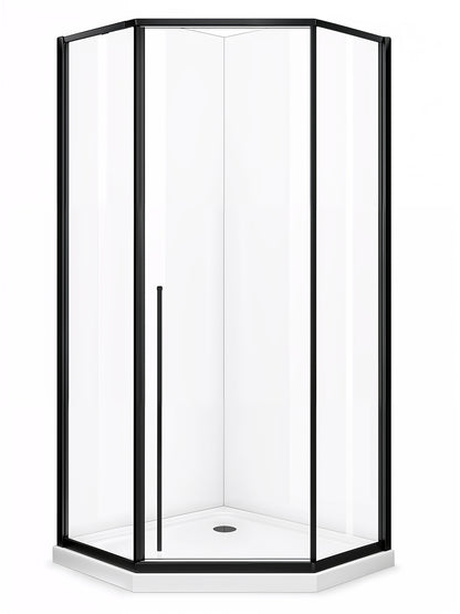 Elara (UAA-331) Framed Neo-Angle Diamond Corner Shower Enclosure, 8mm Tempered Glass, Left or Right Opening Option, 38" X 38" X 71"