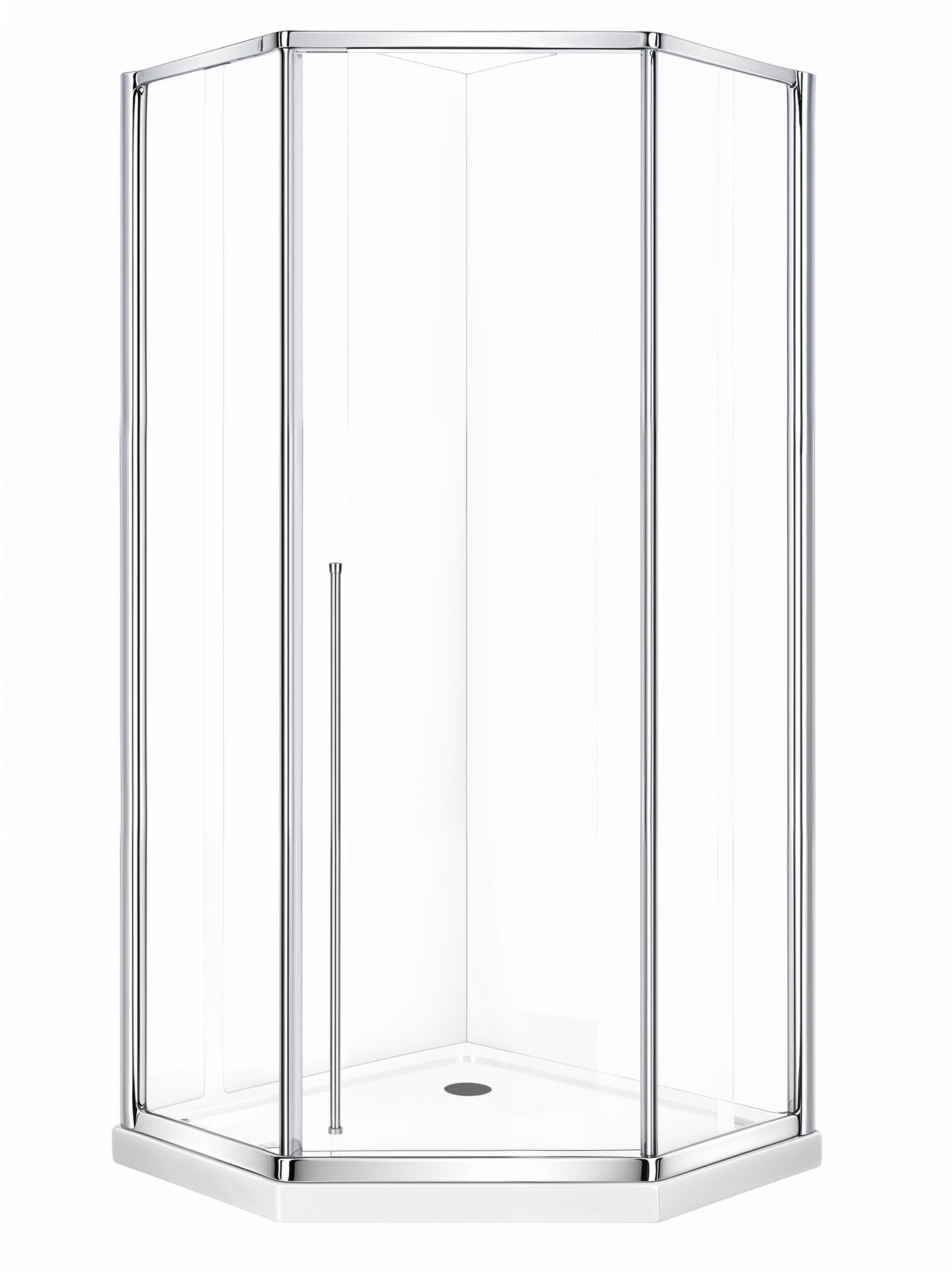 Elara (UAA-331) Framed Neo-Angle Diamond Corner Shower Enclosure, 8mm Tempered Glass, Left or Right Opening Option, 38" X 38" X 71"