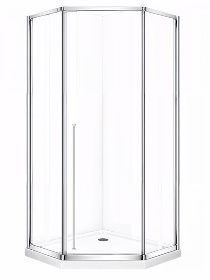 Elara (UAA-331) Framed Neo-Angle Diamond Corner Shower Enclosure, 8mm Tempered Glass, Left or Right Opening Option, 38" X 38" X 71"