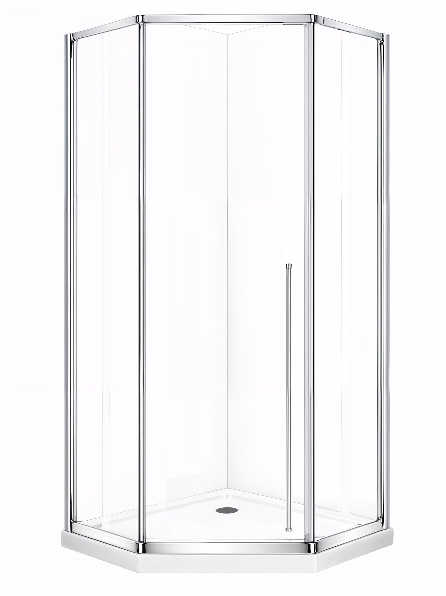 Elara (UAA-331) Framed Neo-Angle Diamond Corner Shower Enclosure, 8mm Tempered Glass, Left or Right Opening Option, 38" X 38" X 71"