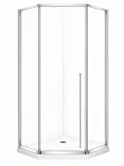 Elara (UAA-331) Framed Neo-Angle Diamond Corner Shower Enclosure, 8mm Tempered Glass, Left or Right Opening Option, 38" X 38" X 71"