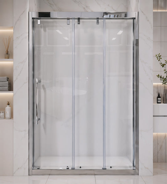 Aureon (VJA-632) 60X76 Framed Triple Sliding Shower Door, 8mm Tempered Glass, Chrome