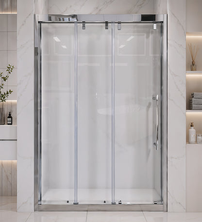 Aureon (VJA-632) 60X76 Framed Triple Sliding Shower Door, 8mm Tempered Glass, Chrome
