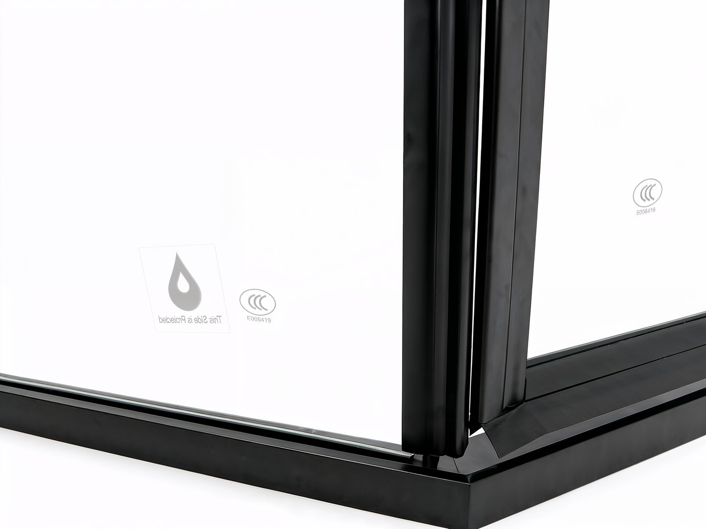 Elara (UAA-331) Framed Neo-Angle Diamond Corner Shower Enclosure, 8mm Tempered Glass, Left or Right Opening Option, 38" X 38" X 71"