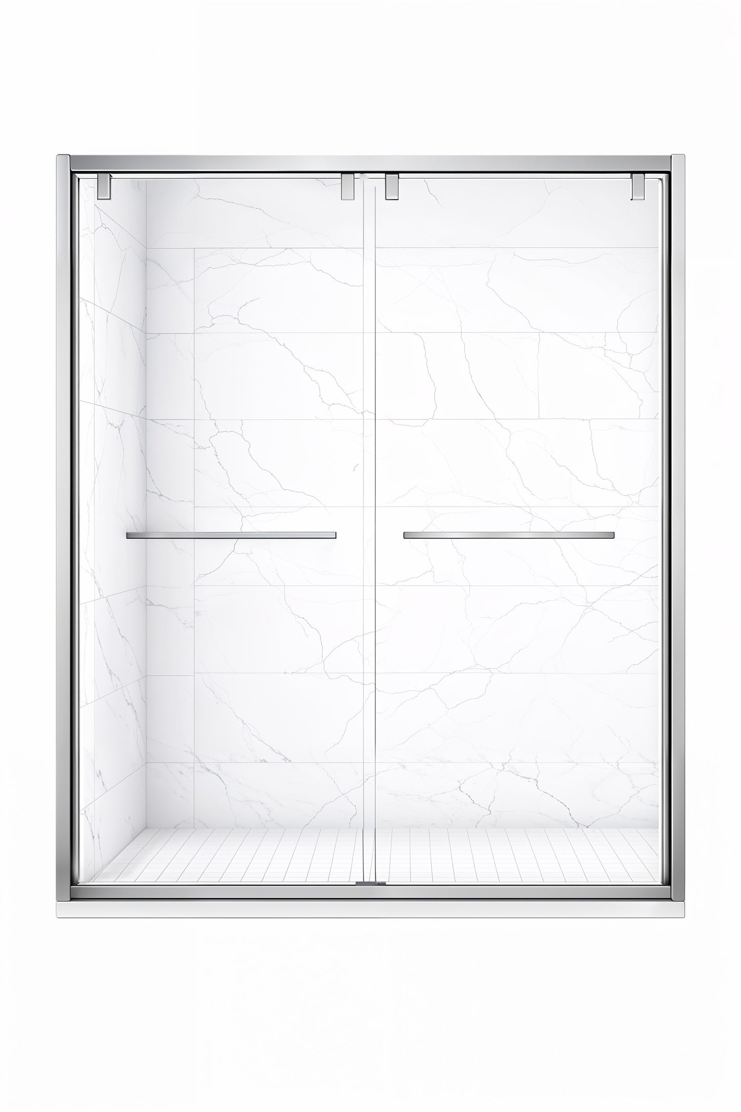 Strata (NBB-622) 60X60 Framed Double Sliding Shower Door For Bathtub - 8mm Tempered Glass
