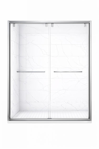 Strata (NBB-622) 60X60 Framed Double Sliding Shower Door For Bathtub - 8mm Tempered Glass