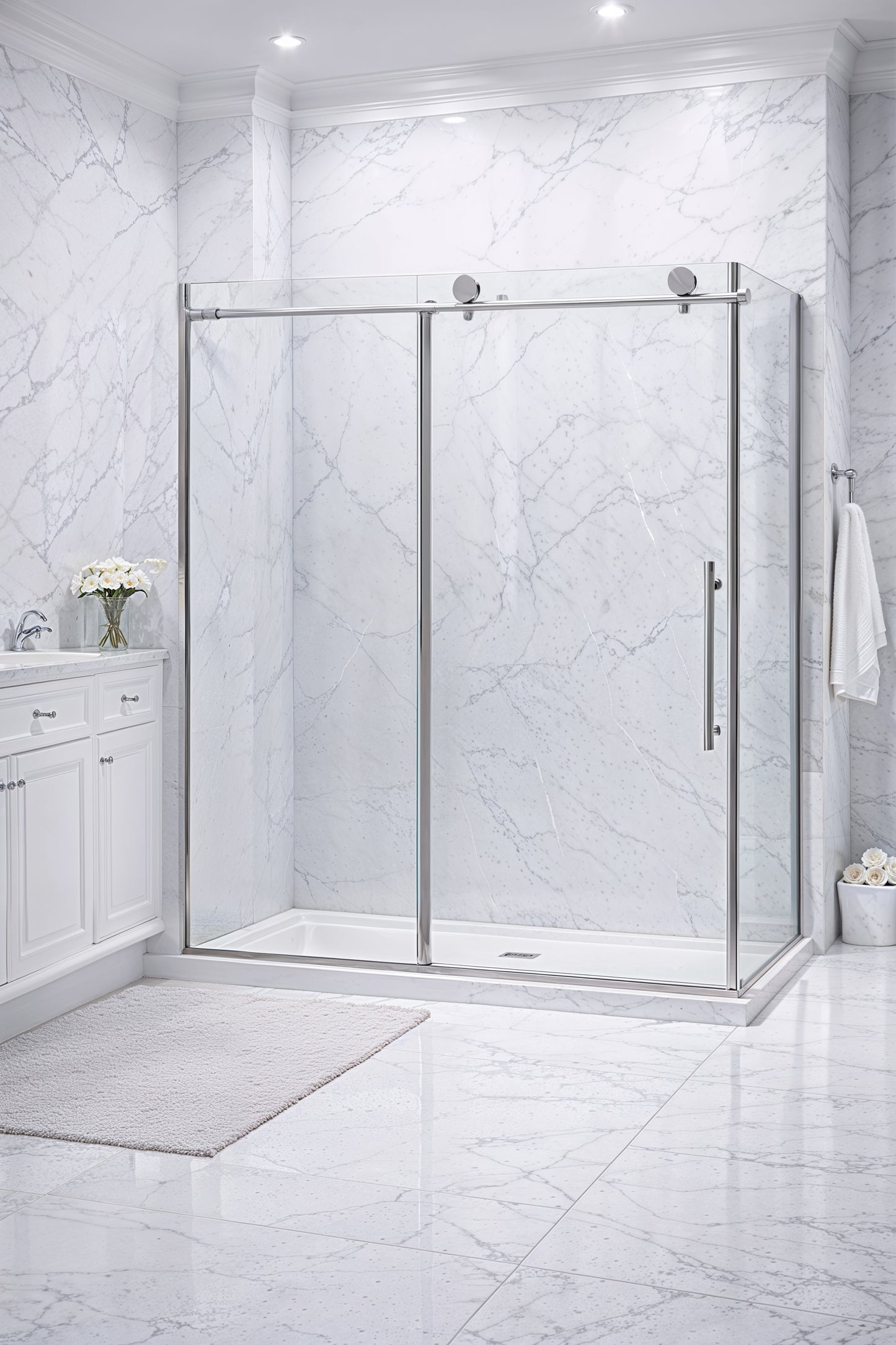 Rainhaven (W12-621) 60X76 Frameless Sliding Shower Door - 8mm Tempered Glass