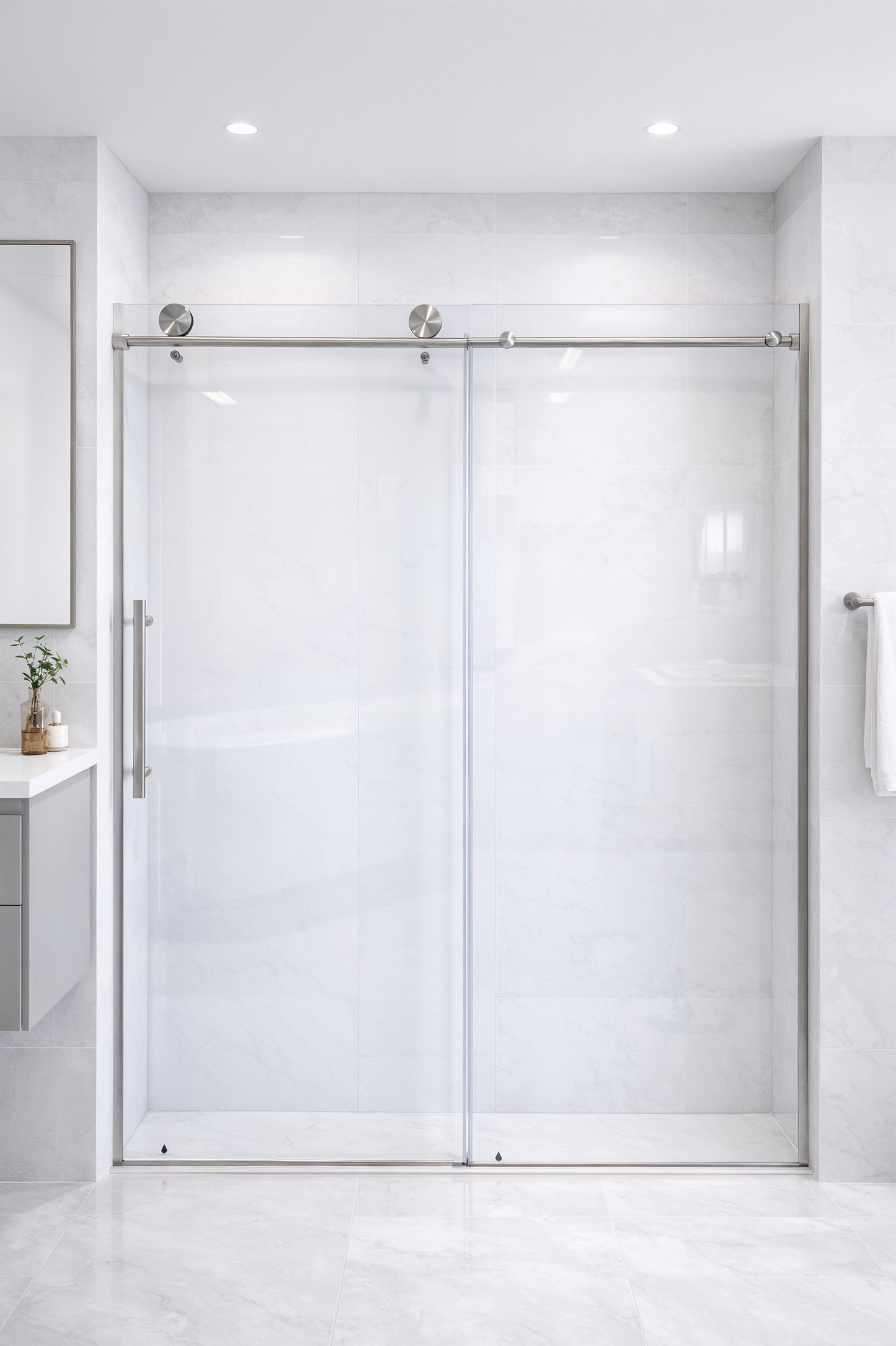 Rainhaven (W12-621) 60X76 Frameless Sliding Shower Door - 8mm Tempered Glass