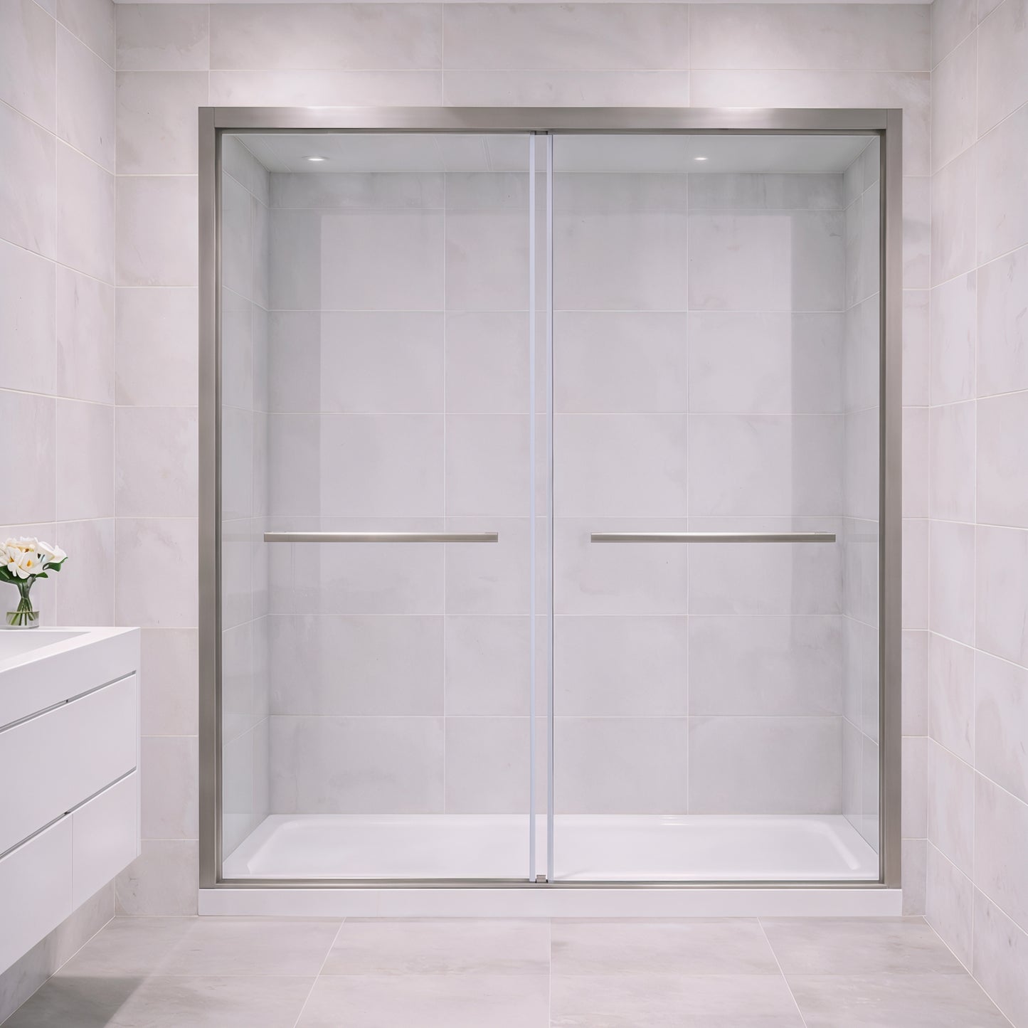 Cascade (NKB-622) 48X76 Framed Double Sliding Shower Door - 8mm Tempered Glass
