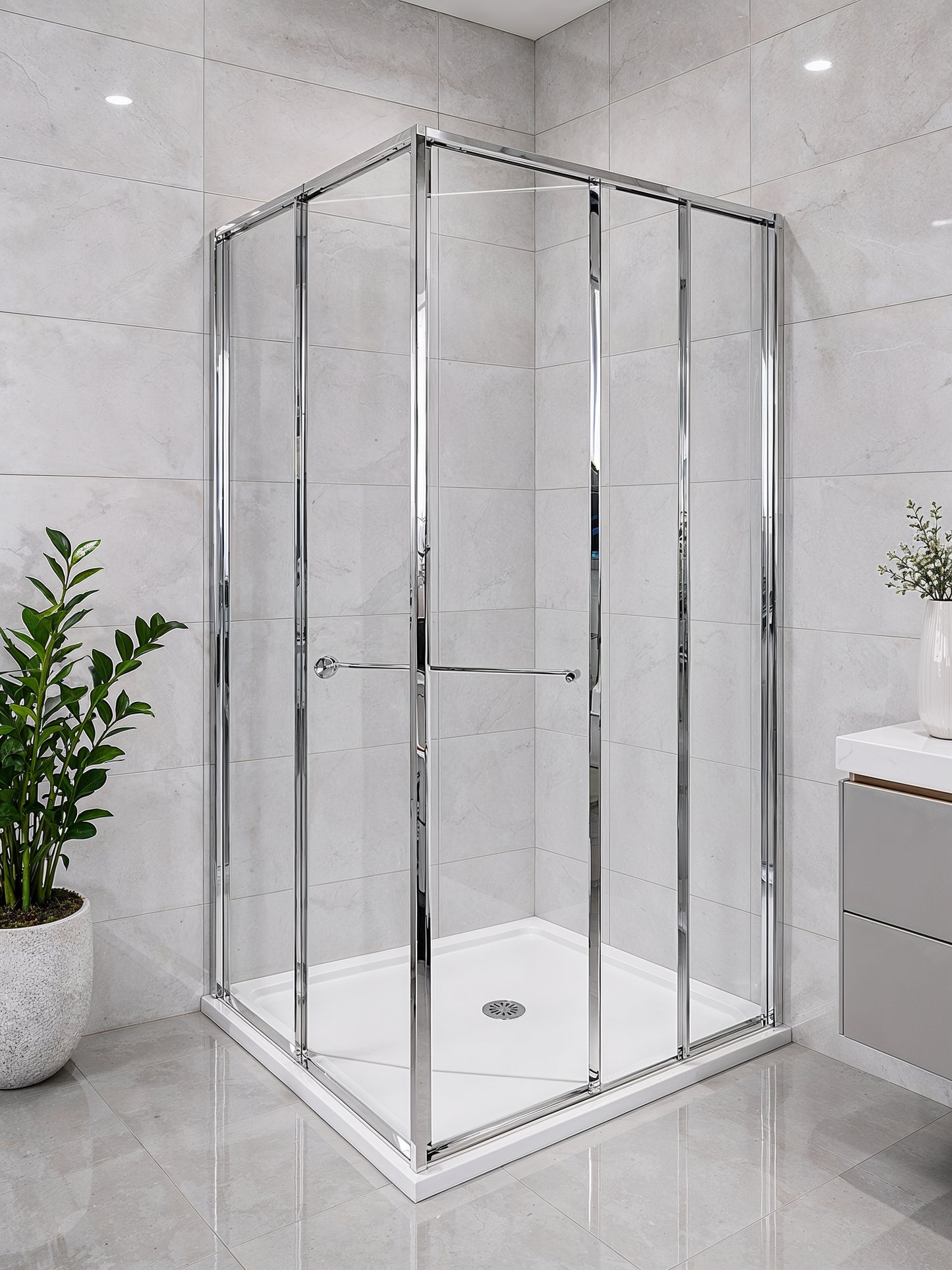 Axis (NVA-131) Framed Square Corner Sliding Shower Enclosure, Easy-Clean 8mm Tempered Glass, 36" x 36" x 71"