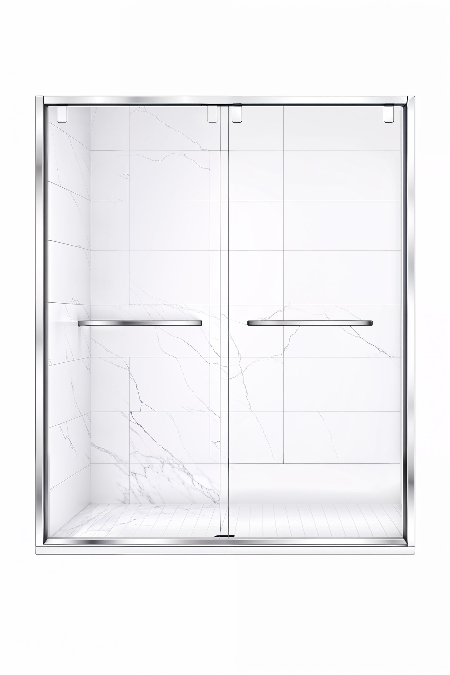 Strata (NBB-622) 60X60 Framed Double Sliding Shower Door For Bathtub - 8mm Tempered Glass