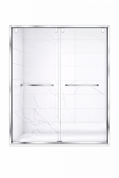 Strata (NBB-622) 60X60 Framed Double Sliding Shower Door For Bathtub - 8mm Tempered Glass